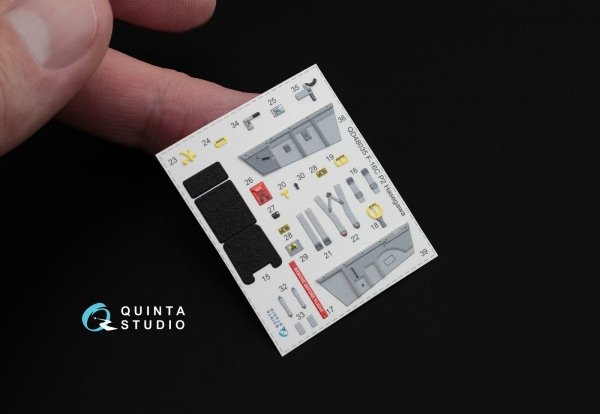 Quinta Studio QD48035 F-16С 3D-Printed &amp; coloured Interior on decal paper (for Hasegawa kit) 1/48