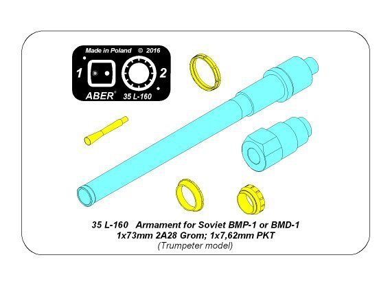 Aber 35L-160 Armament for Soviet BMP-1 or BMD-1 1x73mm 2A28 Grom; 1x7,62mm PKT 1/35