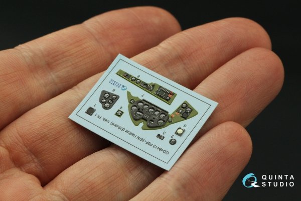 Quinta Studio QD48413 F6F-3E/N Hellcat 3D-Printed &amp; coloured Interior on decal paper (Eduard) 1/48