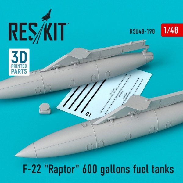RESKIT RSU48-0198 F-22 &quot;RAPTOR&quot; 600 GALLONS FUEL TANKS 1/48