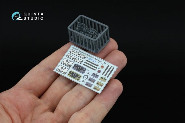 Quinta Studio QD+35141 Kubelwagen Type 82 3D-Printed &amp; coloured Interior on decal paper (Tamiya) (with 3D-printed resin parts) 1/35