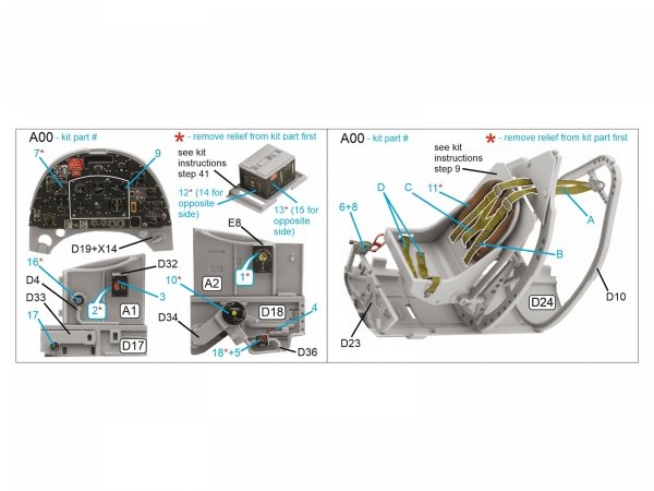Quinta Studio QD24009 Spitfire Mk.IXc 3D-Printed &amp; coloured Interior on decal paper (Airfix) 1/24