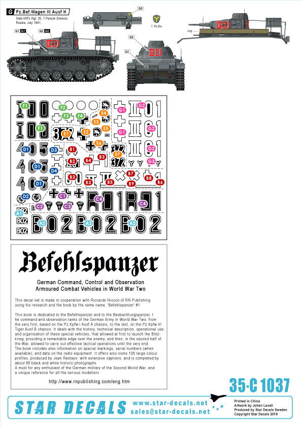 Star Decals 35-C1037 Befehlspanzer # 2 1/35