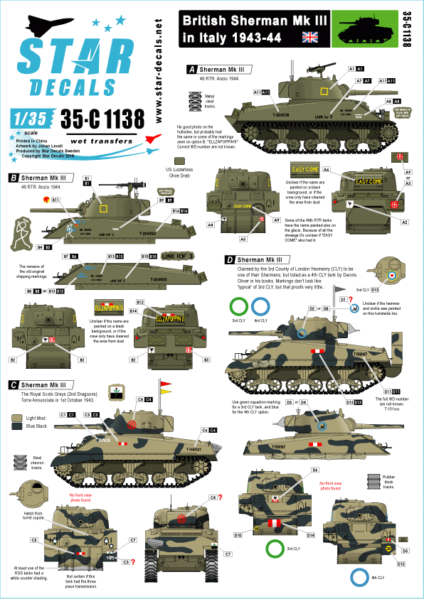 Star Decals 35-C1138 British Sherman in Italy 1943-44 1/35
