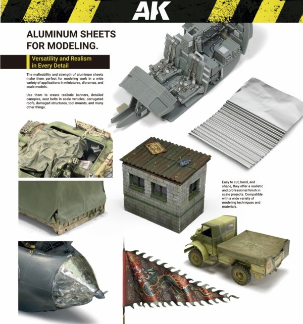 AK Interactive AK8312 ALUMINUM SHEET 100UM (MICROMETER) 200X250MM