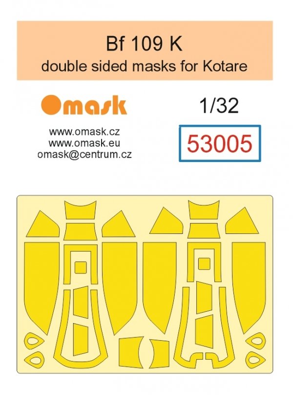 Omask 53005 Bf 109 K Double Sided Masks (for Kotare) yellow masking tape 1/32