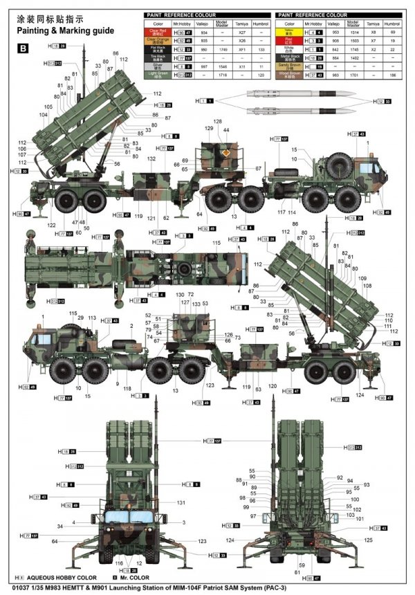 Trumpeter 01037 M983 HEMTT M901 Launching Station of MIM-104F0 Patriot SAM System PAC-3 1/35