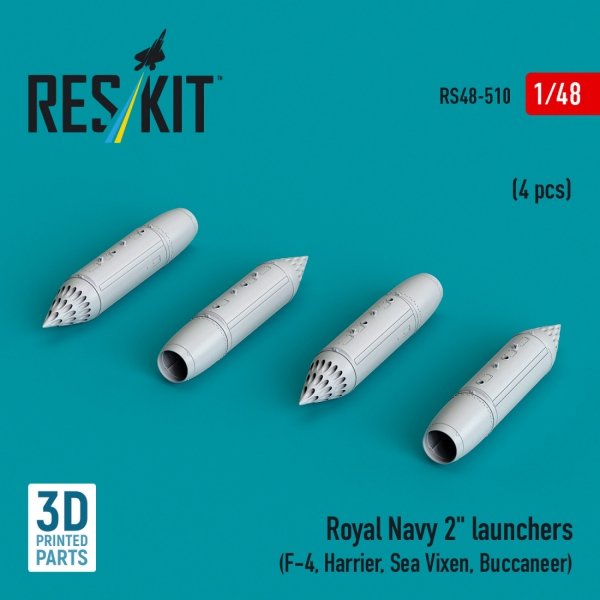 RESKIT RS48-0510 Royal Navy 2&quot; launchers (4 pcs) (3D Printed) 1/48