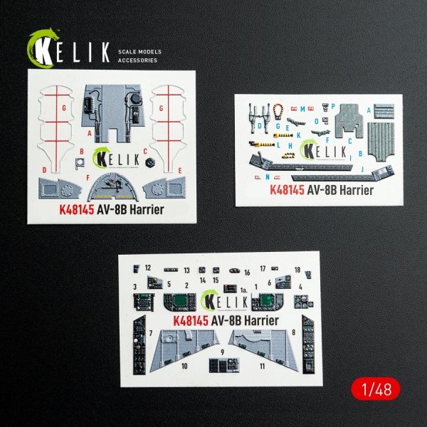 Kelik K48145 AV-8B Harrier - interior 3D decals for Hasegawa kit (1/48)