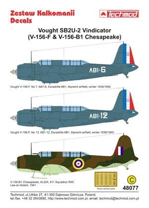 Techmod 48077 - Vought SB2U-2 Vindicator (V-156 Chesapeake) (1:48)