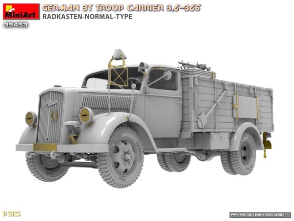 Miniart 35453 German 3t Troop Carrier 3.6-36S Radkasten-Normal-Type 1/35