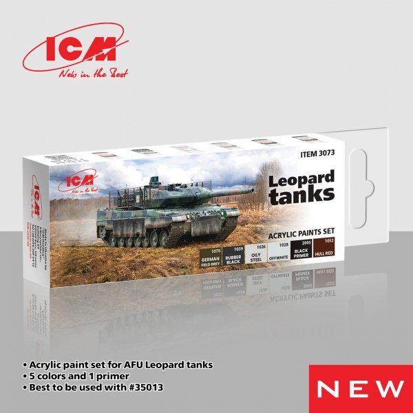 ICM 3073 Acrylic paints set for AFU Leopard tanks 12 ml х 6