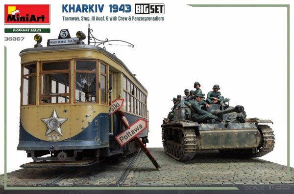 Miniart 36067 Kharkiv 1943: Tram &amp; Stug. III Ausf. G w/Crew. BIG SET 1/35