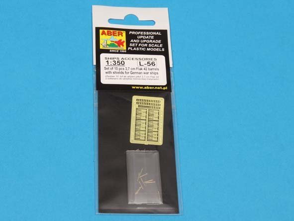 Aber 350L-56 Ships gun barrels in 1/350 scale Set of 10 pcs 3,7cm barrels for German Flak 42 with shields (1:350)