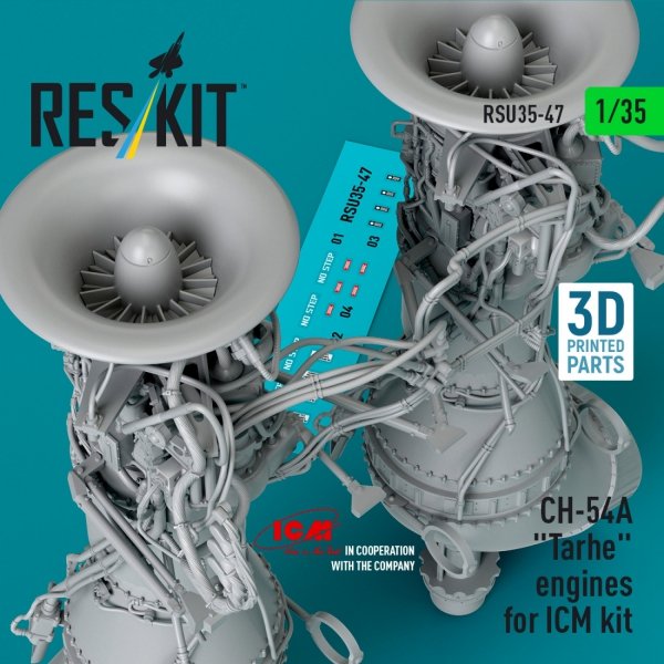 RESKIT RSU35-0047 CH-54A &quot;Tarhe&quot; engines for ICM kit (3D Printed) 1/35
