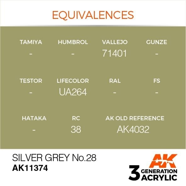 AK Interactive AK11374 Silver Grey No.28 17ml