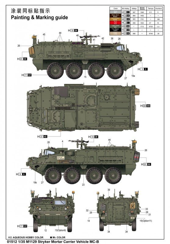 Trumpeter 01512 M1129 Stryker Mortar Carrier Vehicle (MC-B) (1:35)