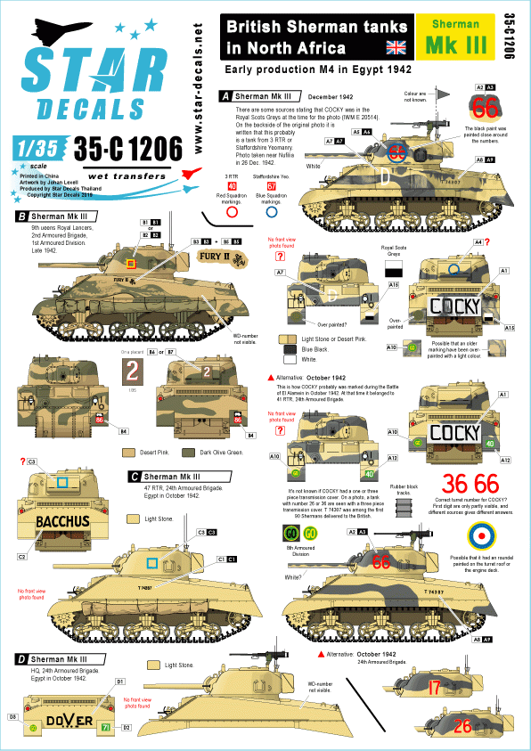 Star Decals 35-C1206 Sherman Mk III 1/35