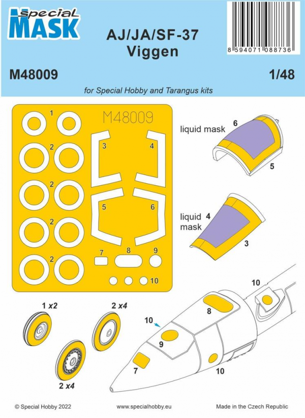 Special Hobby M48009 AJ/JA/SF-37 Viggen (for Special Hobby and Tarangus kits) 1/48
