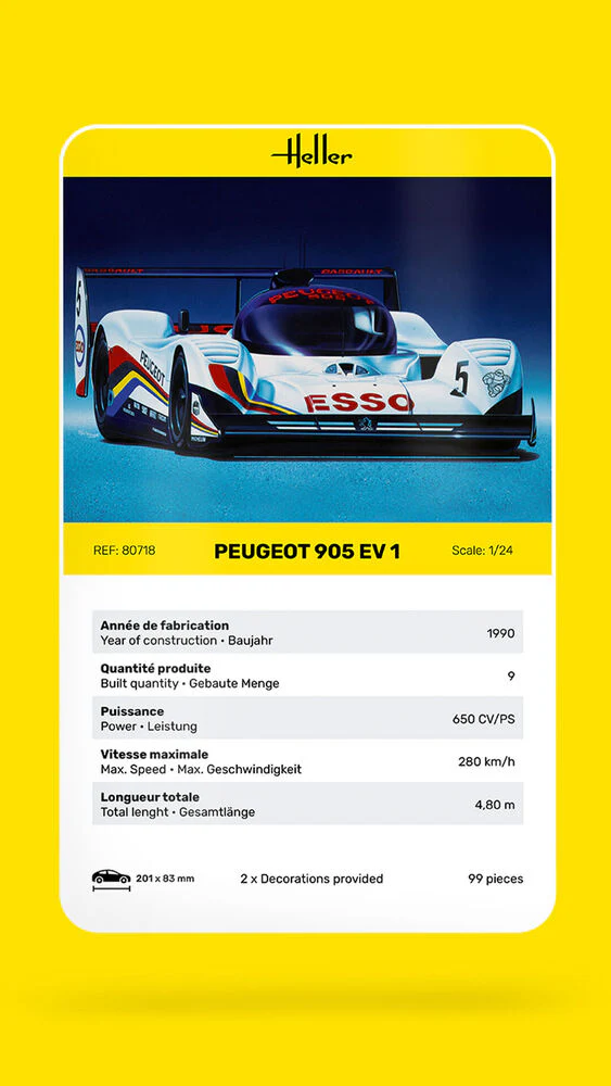 Heller 80718 Peugeot 905 EV 1 bis 1/24