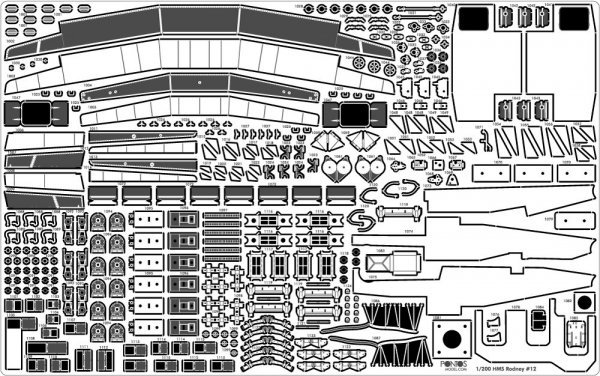 Pontos 23007F1 HMS RODNEY 1942 Detail Up Set 1/200