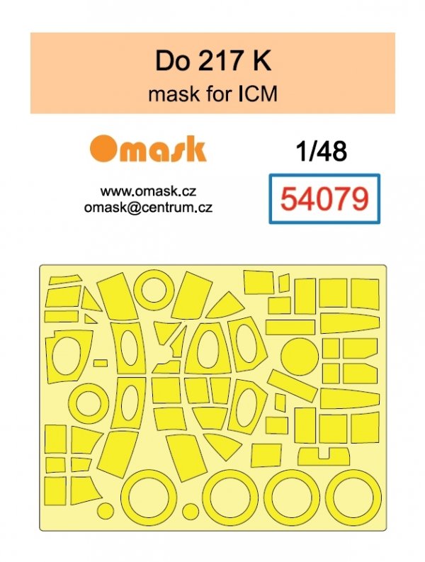 Omask 54079 Do 217 K mask (for ICM) clear parts yellow masking tape 1/48
