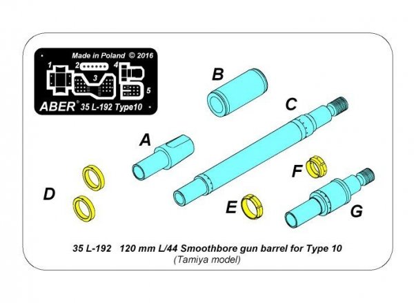 Aber 35L-192 120 mm L/44 Smoothbore gun barrel forType 10 Tank 1/35