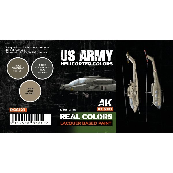 AK Interactive RCS121 US Army Helicopter Colors 3x17ml