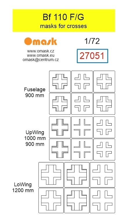 Omask 27051 Messerschmitt Bf-110 F / G - Masks for Crosses 1/72