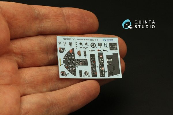 Quinta Studio QD48365 F8F-1 Bearcat 3D-Printed &amp; coloured Interior on decal paper (Hobby Boss) 1/48