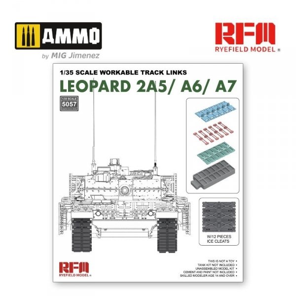 Rye Field Model 5057 Workable track links for Leopard 2A5/A6/A7 1/35