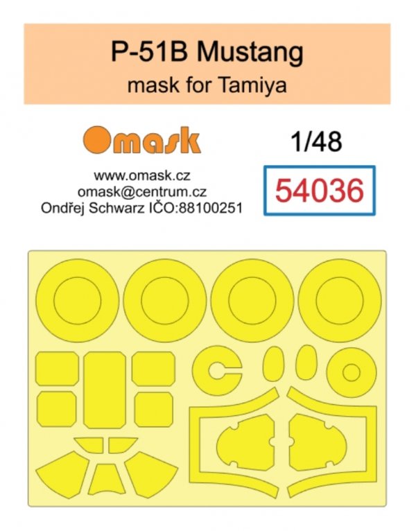 Omask 54036 P-51B Mustang mask (for Tamiya) 1/48