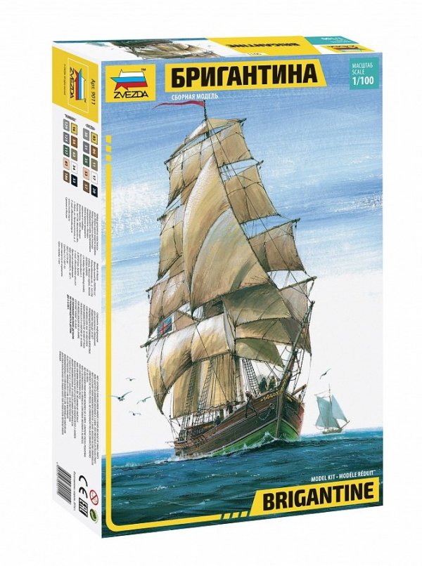 Zvezda 9011 Brigantine Two-mast sailing vessel  1/100
