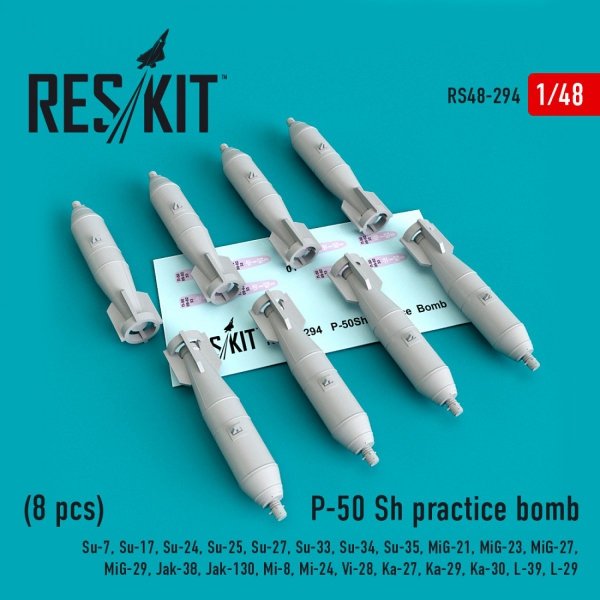 RESKIT RS48-0295 P-50 SH PRACTICE BOMBS (8 PCS) 1/48