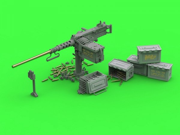 Master GM-35-063 Browning M2HB .50 cal (12,7mm) - karabin maszynowy z mocowaniem czołgowym - okres II w.św. (wczesna kołyska M23 z wczesnym zasobnikiem na amunicję) 1/35