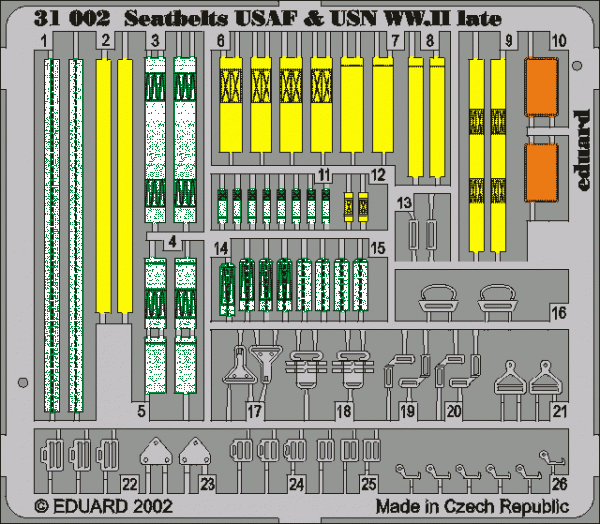 Eduard 32506 Seatbelts USAF &amp; USN WWII late 1/32