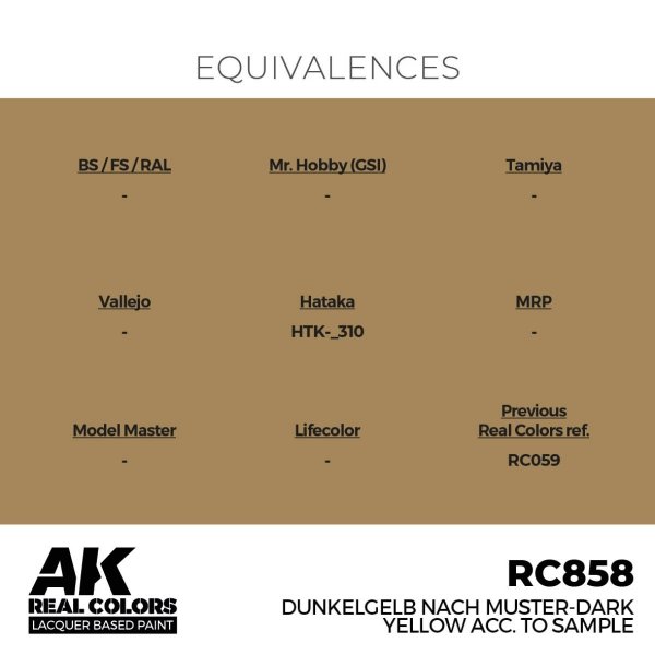 AK Interactive RC858 Dunkelgelb Nach Muster-Dark Yellow acc. to Sample 17 ml