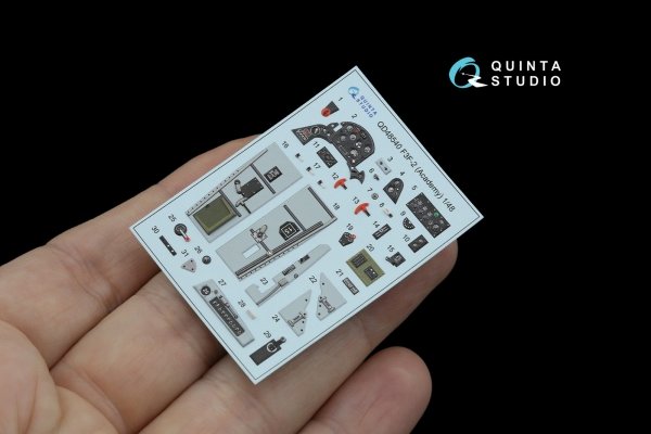 Quinta Studio QD48540 F3F-2 3D-Printed &amp; coloured Interior on decal paper (Academy/Accurate Miniatures) 1/48