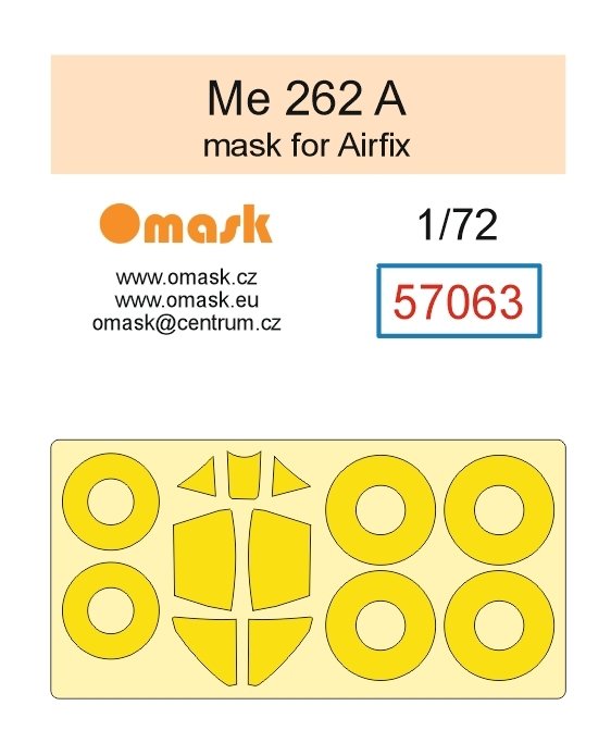 Omask 57063 Me 262 A Mask (for Airfix) yellow masking tape 1/72 