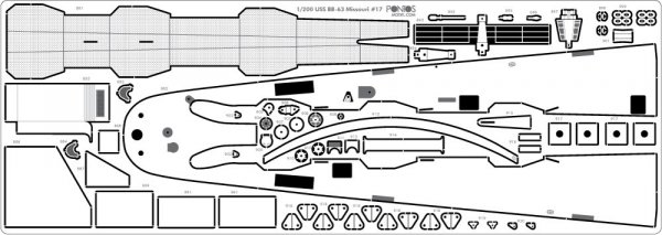 Pontos 20002WD1 USS BB-63 Missouri 1945 Wooden Deck set (Teak Tone) (1:200)