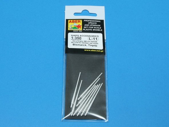 Aber 350L-11 Set of 8 pcs 380 mm barrels for German ships: Bismarck, Tirpitz (1:350)