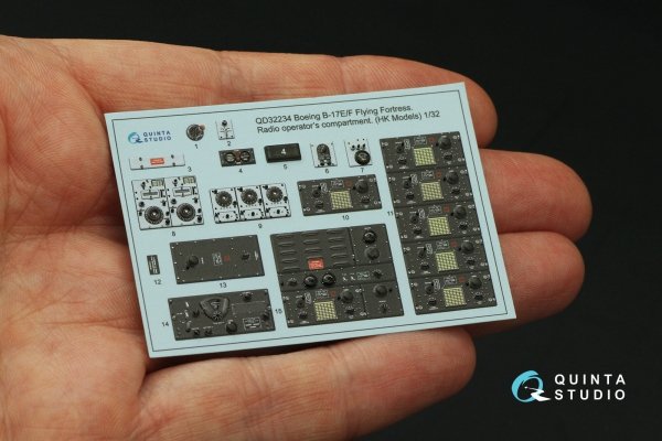 Quinta Studio QD32234 Boeing B-17E/F Radio operator's compartment. 3D-Printed coloured Interior on decal paper (HK models) 1/32