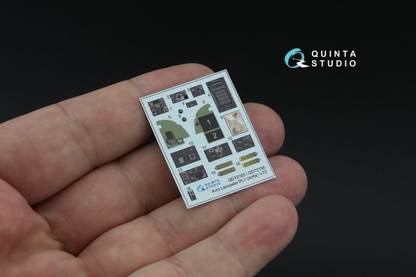 Quinta Studio QD72155 Avro Lancaster B.I/III 3D-Printed coloured Interior on decal paper (Airfix) 1/72