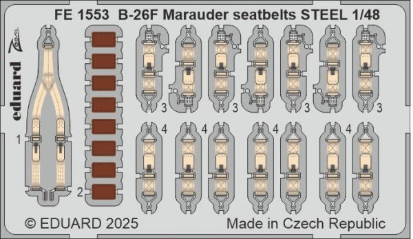 Eduard FE1553 B-26F Marauder seatbelts STEEL ICM 1/48