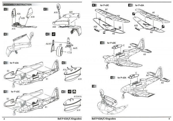 Dora Wings 14401 BELL P-63A P-63C KINGCOBRA Fighter DOUBLE KIT 1/144