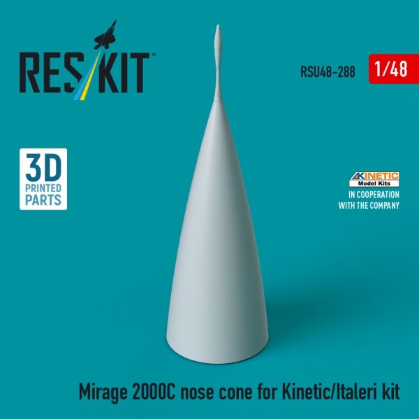 RESKIT RSU48-0288 Mirage 2000C nose cone for Kinetic/Italeri kit (3D Printed) (1/48)