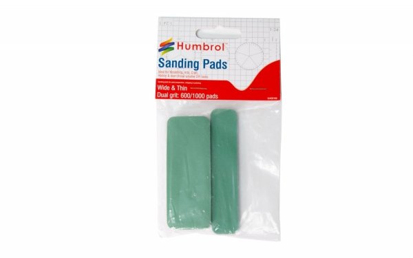 Humbrol AG9166 Sanding Pads Wide &amp; Thin Dual grit (Grits: 600/1000)