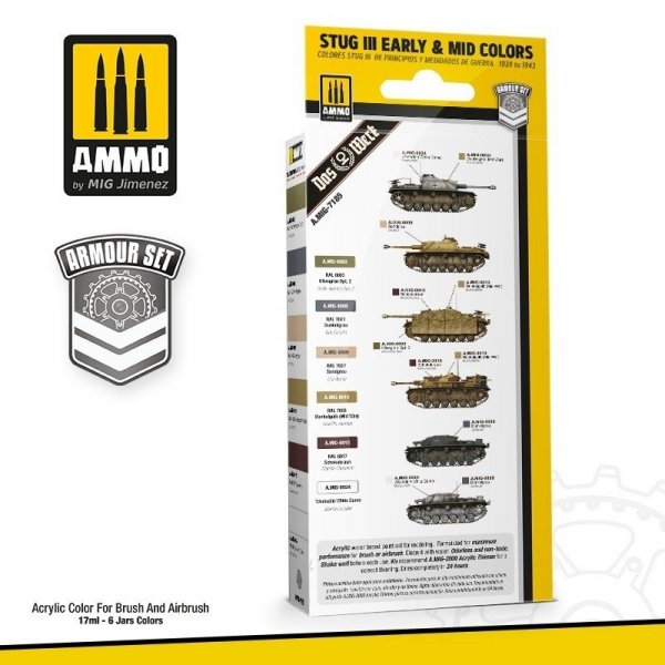 AMMO of Mig Jimenez 7185 ZESTAW: STUG III EARLY &amp; MID COLORS 39-43 6x17ml