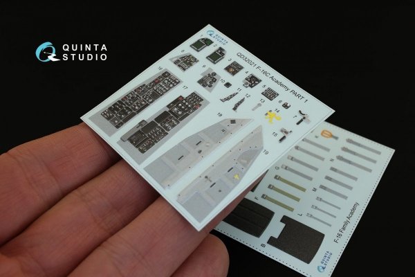 Quinta Studio QD32021 F-16C 3D-Printed &amp; coloured Interior on decal paper (for Academy kit) 1/32