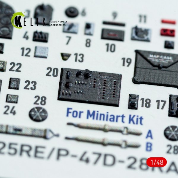 Kelik K48141 P-47D - 25RE/28RA - interior 3D decals for MiniArt kit (1/48)